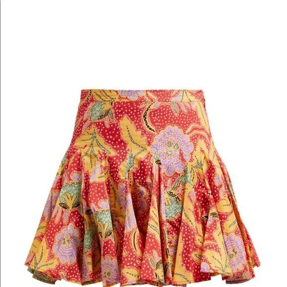 Rhode Resort Nora Skirt in Red Multi - Ruffled Floral Mini - Picture 2 of 15